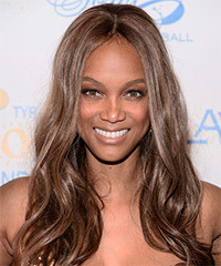 Tyra Banks Long Straight    Chestnut Brunette   Hairstyle  - Visual Story