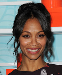 Zoe Saldana  Long Curly   Black   Updo Hairstyle