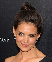 Katie Holmes  Long Straight   Dark Brunette  Updo Hairstyle