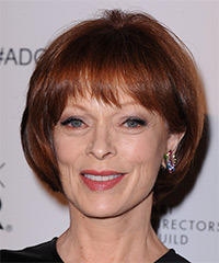 Frances Fisher Short Straight Dark Red Hairstyle with Layered Bangs