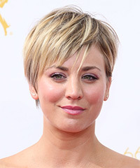 Kaley Cuoco Short Straight    Golden Blonde   Hairstyle   with Light Blonde Highlights- Visual Story