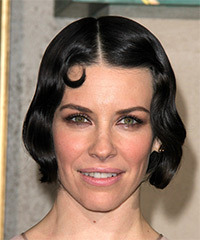 Evangeline Lilly Short Wavy   Black    Hairstyle