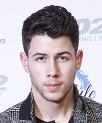 Nick Jonas Short Wavy   Dark Plum Brunette   Hairstyle