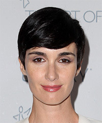 Paz Vega Short Straight   Black    Hairstyle with Side Swept Bangs - Visual Story