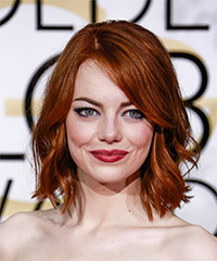 Emma Stone Medium Wavy   Dark Ginger Red   Hairstyle