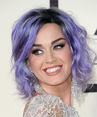 Katy Perry Medium Wavy   Purple    Hairstyle  - Visual Story