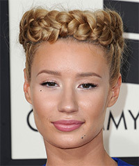 Long Straight  Braided Updo Hairstyle