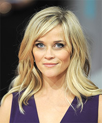 Reese Witherspoon Long Straight   Light Blonde   Hairstyle with Side Swept Bangs