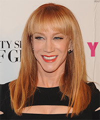 Kathy Griffin Long Straight   Light Ginger Red   Hairstyle with Blunt Cut Bangs