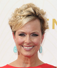 Melora Hardin Short Curly    Blonde and Light Brunette Two-Tone   Hairstyle
