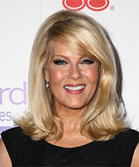 Barbara Niven Medium Straight    Golden Blonde   Hairstyle with Side Swept Bangs - Visual Story