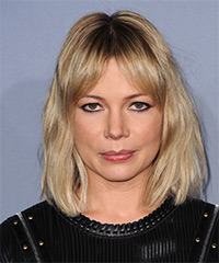Michelle Williams Medium Straight    Blonde   Hairstyle with Layered Bangs - Visual Story