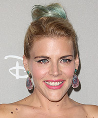 Busy Philipps  Long Straight    Blonde and Green Two-Tone  Updo Hairstyle