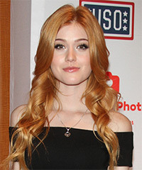 Katherine McNamara Long Curly Ginger Hairstyle