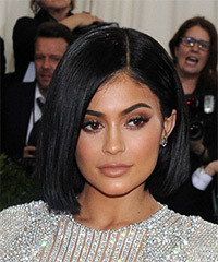 Kylie Jenner Medium Straight   Black  Bob  Haircut