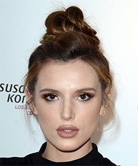 Bella Thorne Long Straight   Dark Red  Updo Hairstyle