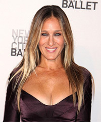 Sarah Jessica Parker Long Straight    Blonde and Light Blonde Two-Tone   Hairstyle- Visual Story