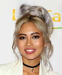 Amy Pham Long Straight   Dark Blonde Emo Updo Hairstyle with Layered Bangs