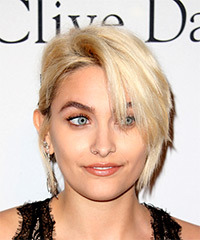 Paris Jackson Short Straight   Light Blonde Shag  Hairstyle with Side Swept Bangs- Visual Story