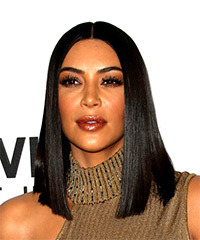 Kim Kardashian Medium Straight   Black  Bob  Haircut- Visual Story