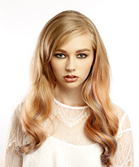  Long Wavy    Blonde and Pink Two-Tone   Hairstyle with Side Swept Bangs - Visual Story