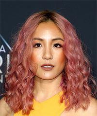 Constance Wu Medium Curly   Pink  Bob  Haircut