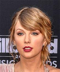 Taylor Swift Medium Wavy    Blonde  Updo  with Side Swept Bangs - Visual Story