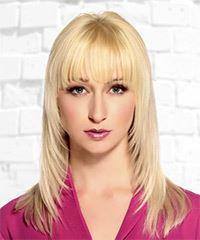  Long Straight   Light Blonde   Hairstyle with Blunt Cut Bangs - Visual Story