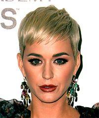 Katy Perry      Blonde Pixie  Cut with Blunt Cut Bangs - Visual Story