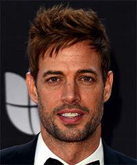William Levy Short Straight   Light Copper Brunette Asymmetrical  Hairstyle with Side Swept Bangs - Visual Story