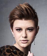 Dark And Light Brunette Two-Tone Pixie Haircut With Height