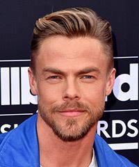Derek Hough Short Straight   Dark Brunette   Hairstyle with Layered Bangs  and Light Blonde Highlights