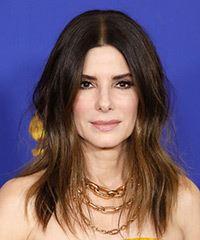 Sandra Bullock Long Straight   Black  and  Brunette Two-Tone   Hairstyle- Visual Story