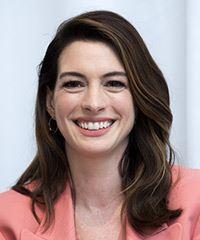 Anne Hathaway Long Straight   Dark Brunette   Hairstyle with Side Swept Bangs  and Light Brunette Highlights