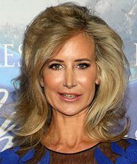 Victoria Hervey Long Wavy    Grey   Hairstyle with Side Swept Bangs  and  Blonde Highlights
