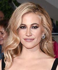 Pixie Lott Long Wavy   Light Copper Blonde   Hairstyle with Side Swept Bangs - Visual Story