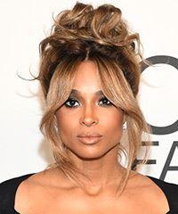 Ciara Long Wavy    Brunette  Updo    with  Blonde Highlights- Visual Story