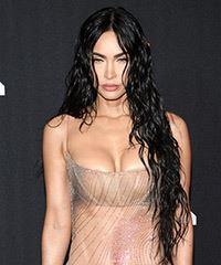 Megan Fox Long Wavy   Black    Hairstyle- Visual Story