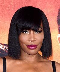 Venus Williams Medium Straight   Black  Bob  Haircut with Layered Bangs- Visual Story