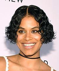 Zazie Beetz Short Curly Layered  Black  Bob  Haircut