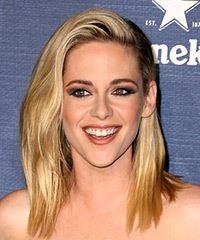 Kristen Stewart Long Straight    Blonde   Hairstyle with Side Swept Bangs- Visual Story