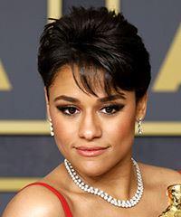 Ariana DeBose   Layered  Black  Pixie  Haircut with Layered Bangs