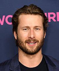 Glen Powell Short Straight Dark Brunette Hairstyle