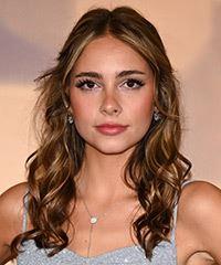 Haley Pullos Long Wavy    Brunette   Hairstyle   with  Blonde Highlights- Visual Story