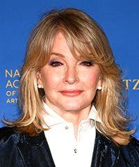 Deidre Hall Medium Straight    Brunette   Hairstyle with Side Swept Bangs  and  Blonde Highlights- Visual Story