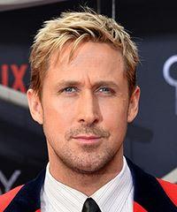 Ryan Gosling Short Straight    Blonde   Hairstyle   with  Brunette Highlights