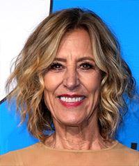 Christine Lahti Medium Wavy Layered  Light Brunette Bob  Haircut   with Light Blonde Highlights