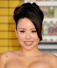 Cierra Ramirez Long Straight   Black   Updo Hairstyle with Side Swept Bangs- Visual Story