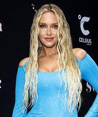 Camille Kostek Long Wavy    Blonde and Light Blonde Two-Tone   Hairstyle- Visual Story