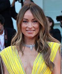 Olivia Wilde Long Wavy   Dark Brunette   Hairstyle   with  Blonde Highlights